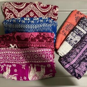 Bundle Boho Elephant Print Wrap/Scarves & Pants - Magenta, Blue, Purple, Orange